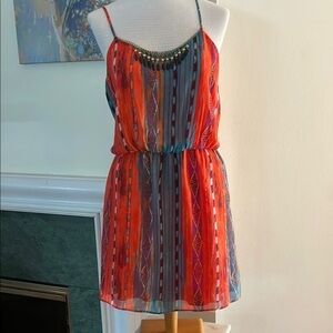 Vibrant Red and Orange Mini Dress Size M-L